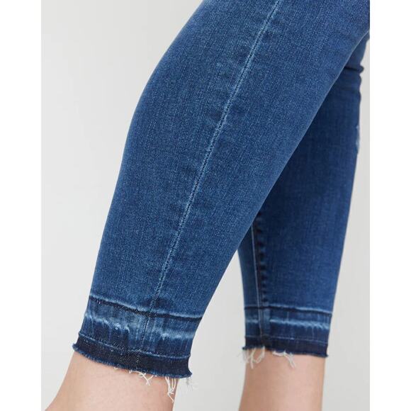 Spanx High-Rise Distressed Ankle Skinny Pull-On Denim Jeans Medium Wash Blue L - Picture 8 of 16